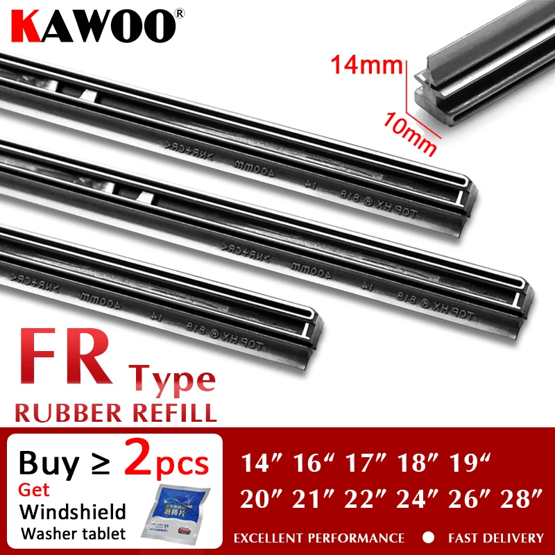 

KAWOO Auto Windscreen Car Wiper blade Strips Vehicle Insert Rubber Strip 14"16"17"18"19"20"21"22"24"26" FR 10mm 1pcs Accessories