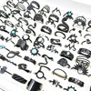 30/50pcs/Lot Wholesale New Design Black Spray Paint Finger Rings for Women Mix Style Party Decorate Bar Personality Jewelry Girl 5