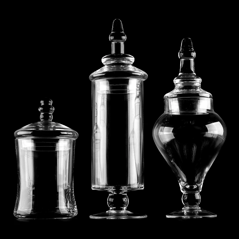 

Vintage Cylinder Glass Candy Storage Jar Set Ornamental Belly Snack Organizer Canister Kitchen Glassware Sweetshop Tableware