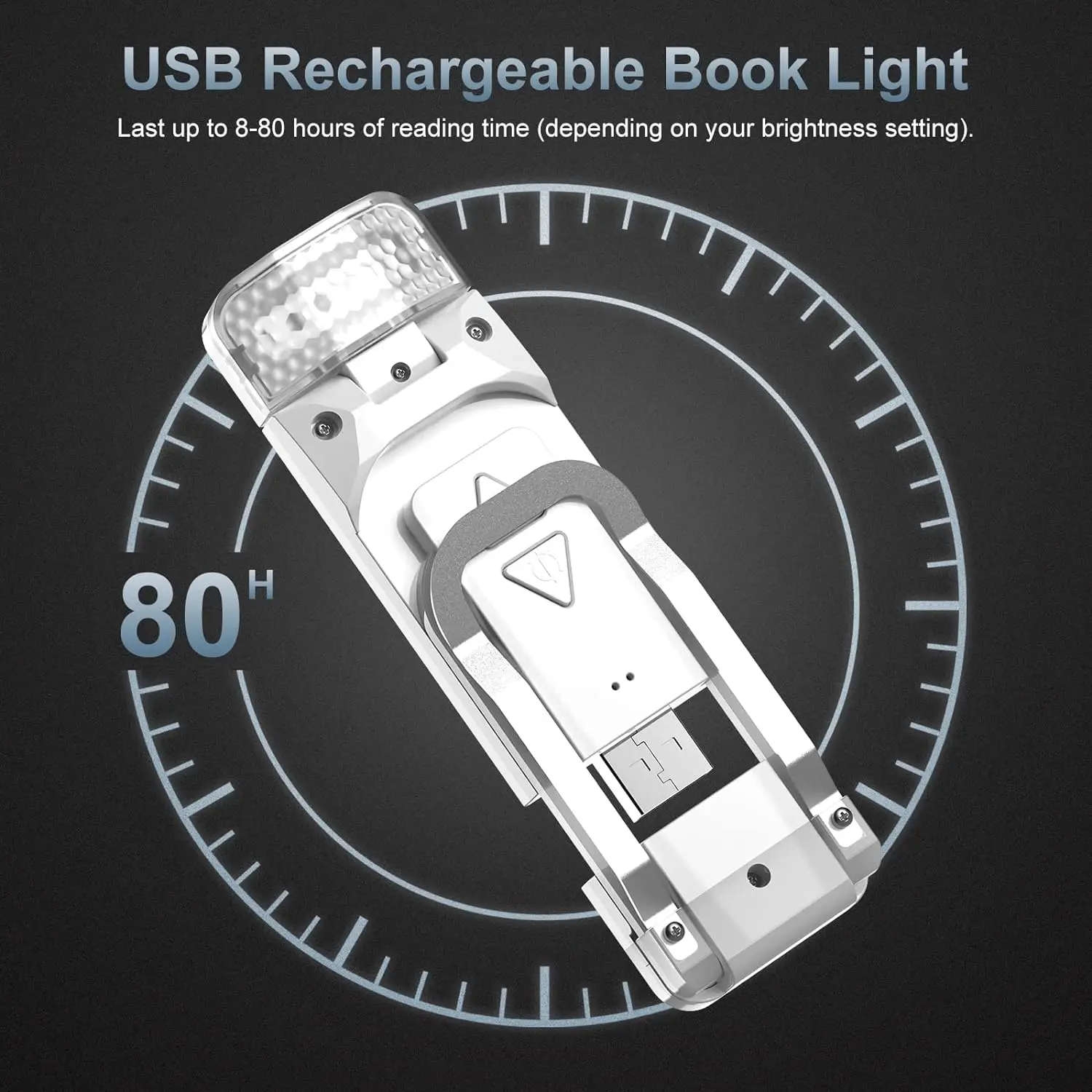 Description Picture 6 of itemReading Lamp Book Clamp, Eye-Friendly Bed Reading Lamp with 3 Colours & 5 Dimmable Brightnesses, Rechargeable Book Lamp, Book Re