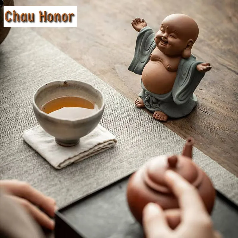 Ceramic Maitreya Buddha Statue Maitreya Buddha Tea Pet Teahouse Ornaments Ceramic Home Decor Sculpture Tea Ceremony Accessories