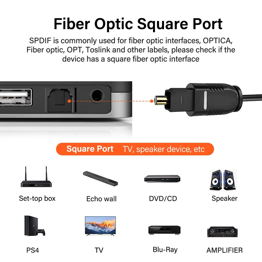 High-Quality Digital Fiber Optical Audio Cable for Amplifiers & Soundbars