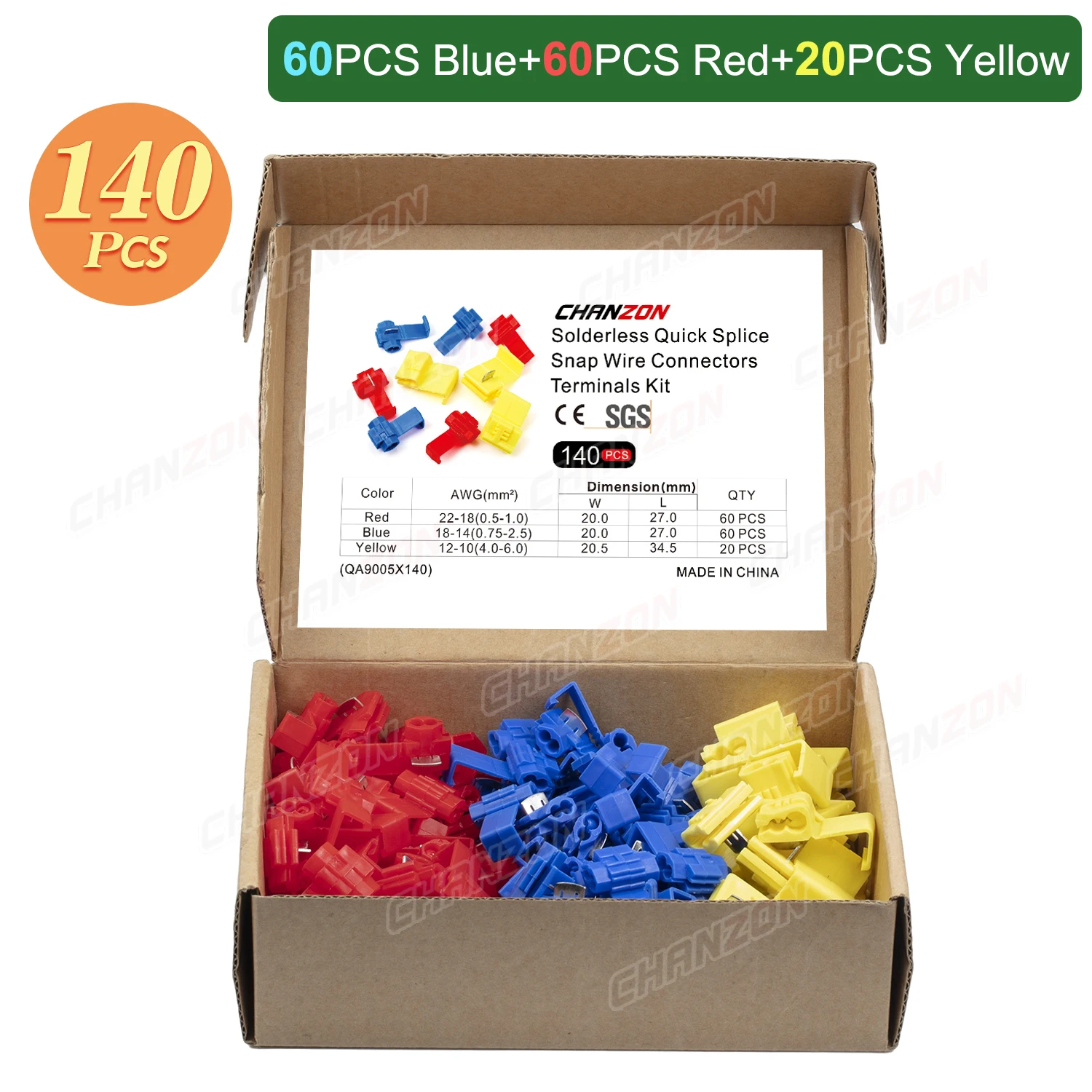 Sufeasdf 100 Pcs Red Solderless Scotch Lock Wire Connectors 22-18 Gauge, Double Run Or Tap Quick Splice Electrical Wire Terminals Connector