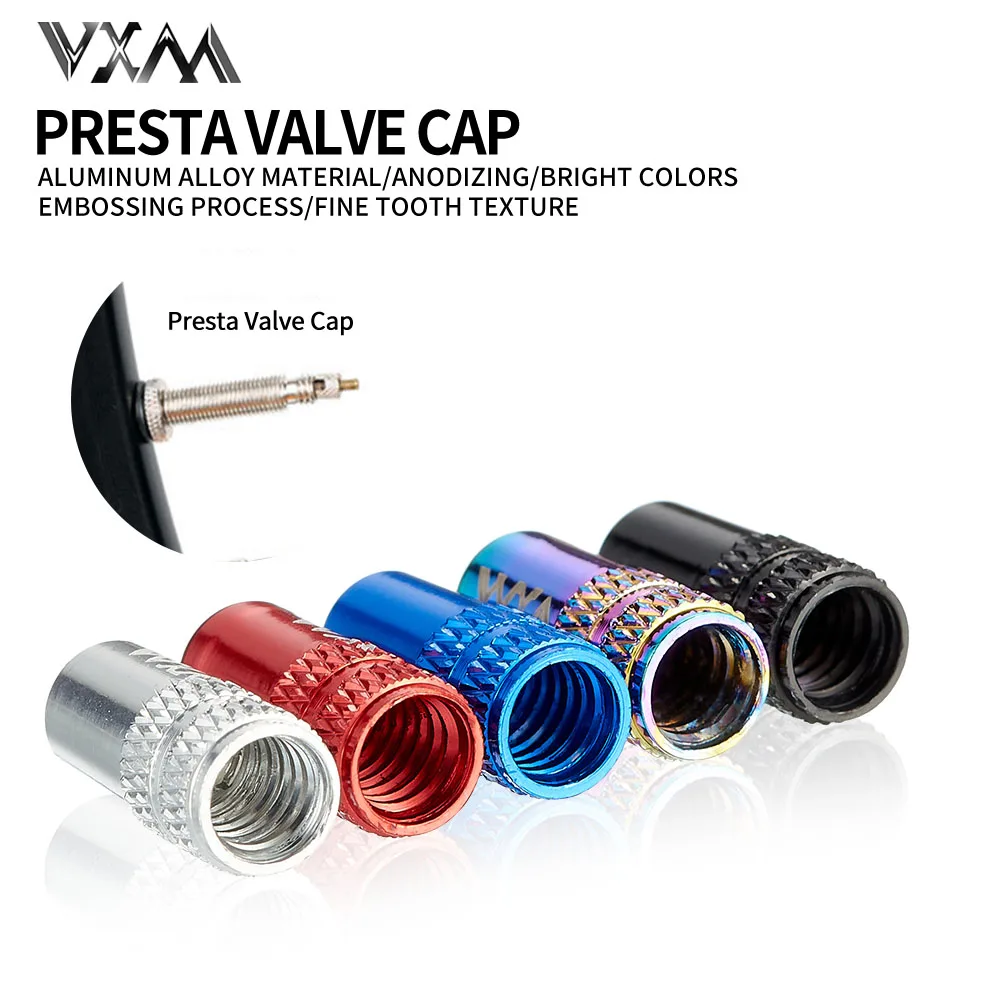 VXM Bicycle Aluminum Alloy Valve Cap Road Bike CNC Presta Schrader Nozzle Valve Core Cap Cycling Accessories