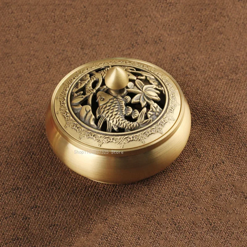 Seal Incense Tool Gift Box Yellow Copper Hollowed 12-piece Set Home Indoor/tea Room/Yoga Room Multi-purpose Aromatherapy Stove