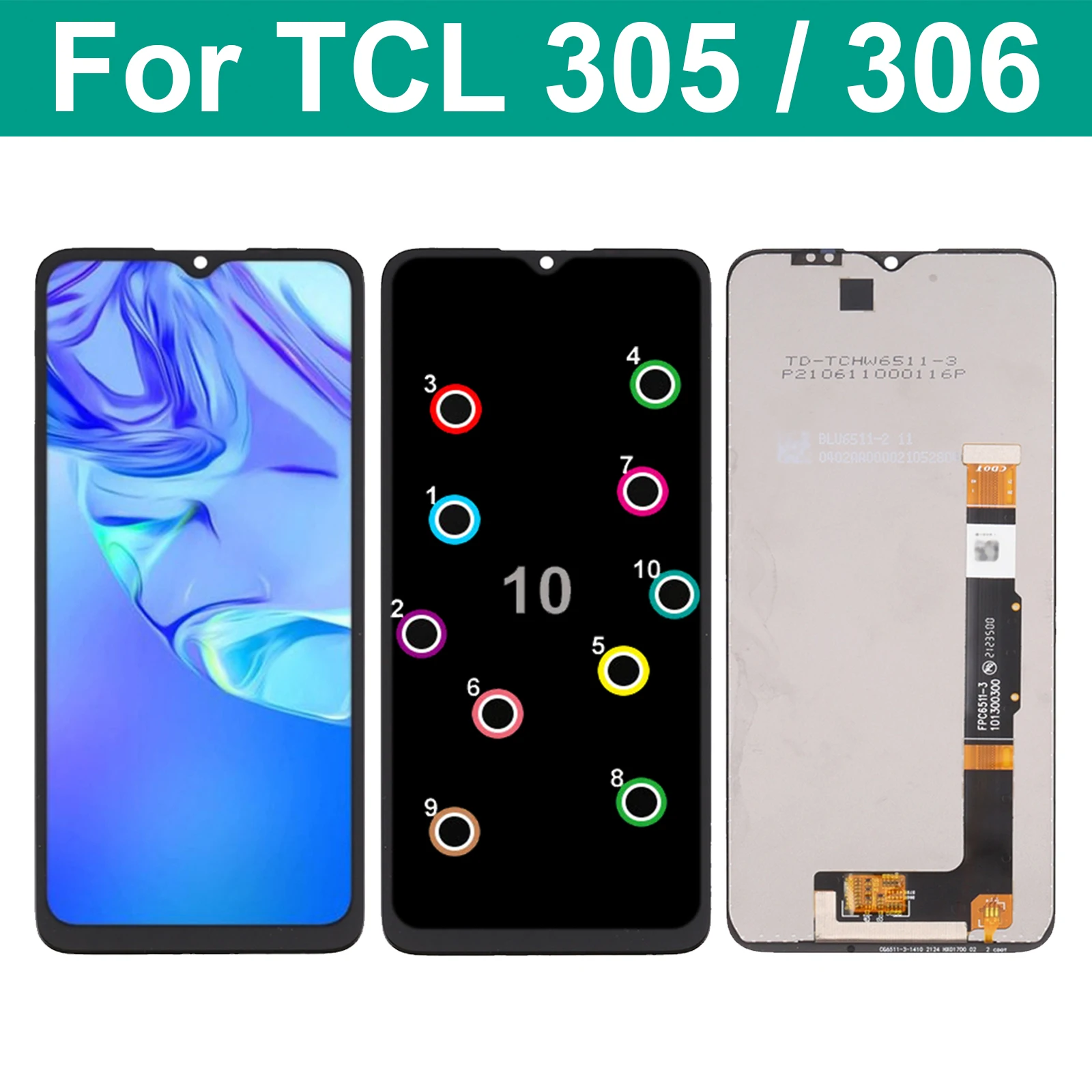 

6,52 ''Оригинальный ЖК-дисплей для TCL 305 305i 6102D 5164A для TCL 306 X668 6102H LCD