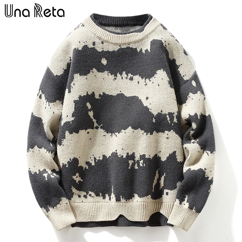 

Una Reta Streetwear Knitted Sweater Hip Hop Retro Pullover Autumn Winter Tie-dye Pull Homme Casual Y2K Oversized Sweaters