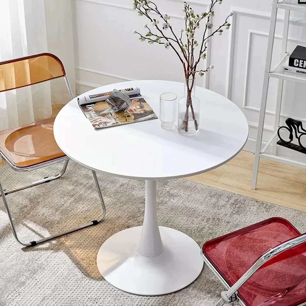 Modern Round Dining Table, &empty;31.5'' Kitchen Dining Room Furniture, Coffee Table, Leisure Living Room White