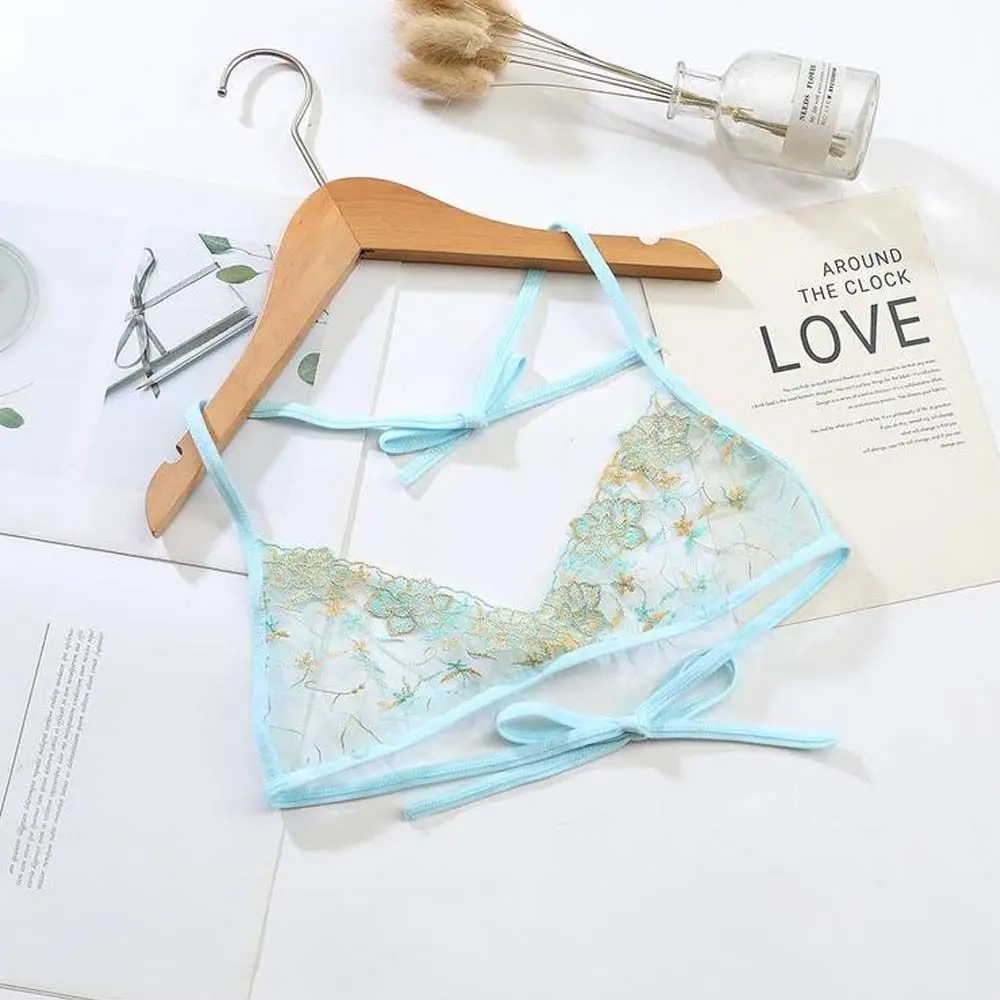 Ultra-thin Adjustable Open Back Straps Bandage Flower Sexy Lingerie Women's Bras Underwear Embroidered