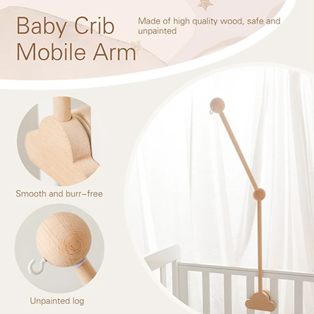 Support de clochette en bois pour bébé de 0 à 12 mois, support de cloche de lit Mobile en bois pour nouveau-né, cloche de lit en Crochet, jouets suspendus, hochet pour nouveau-né 4