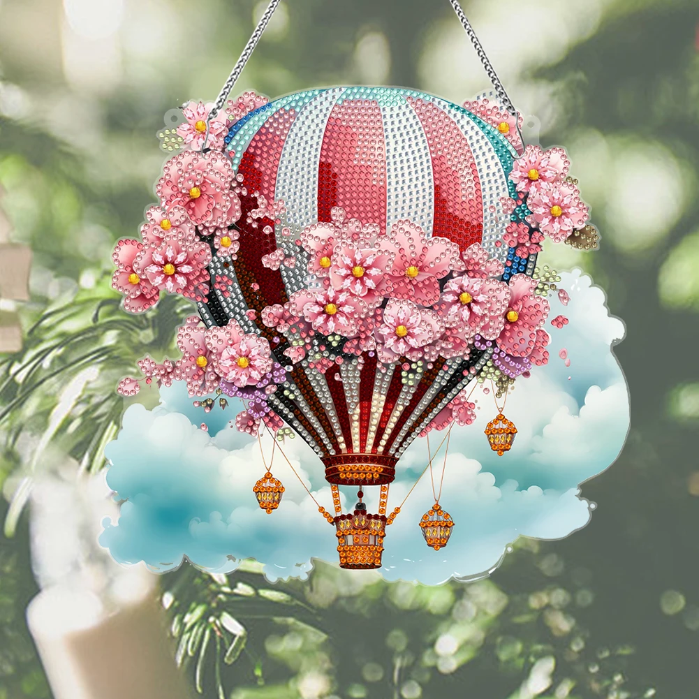 Acrylic Diamond Painting Hot Air Balloon Pendant