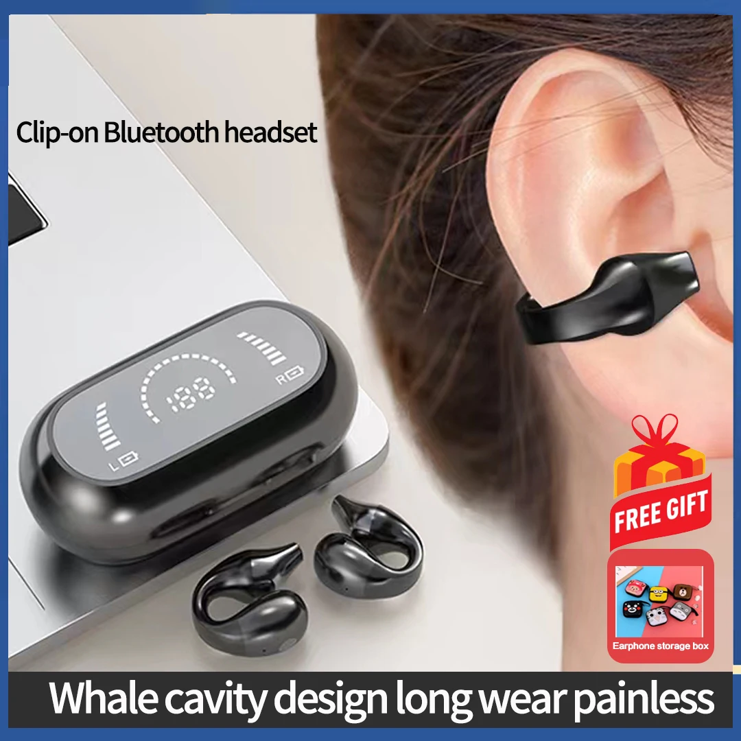 

ear bone headphones Ear Hook Clip Bluetooth Headset WIth Mic Wireless Headphones Noise Reduction Sport gaming headphone
