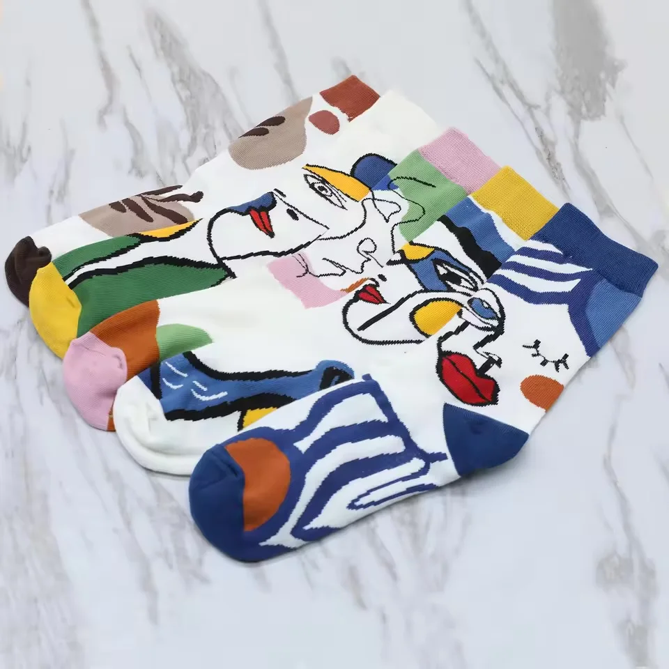 Women Mid-Calf Cotton Socks 5 Pairs/Set