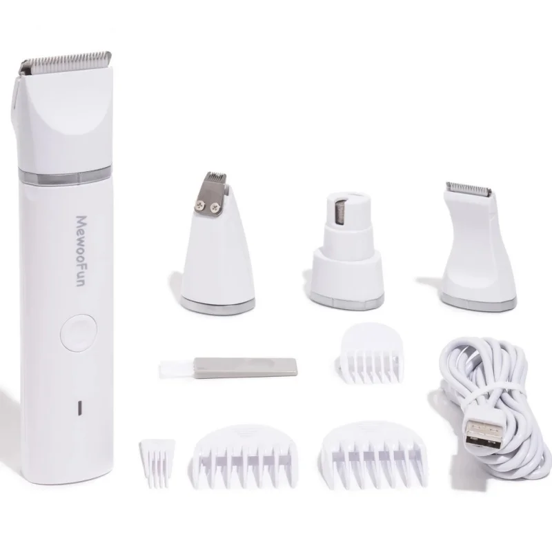 Pet Hair Trimmer Mewoofun 4 in 1 Pet Electric Hair Trimmer with 4 Blades Grooming Clipper Nail Grinder Professional Recharge Haircut For Dogs Cat