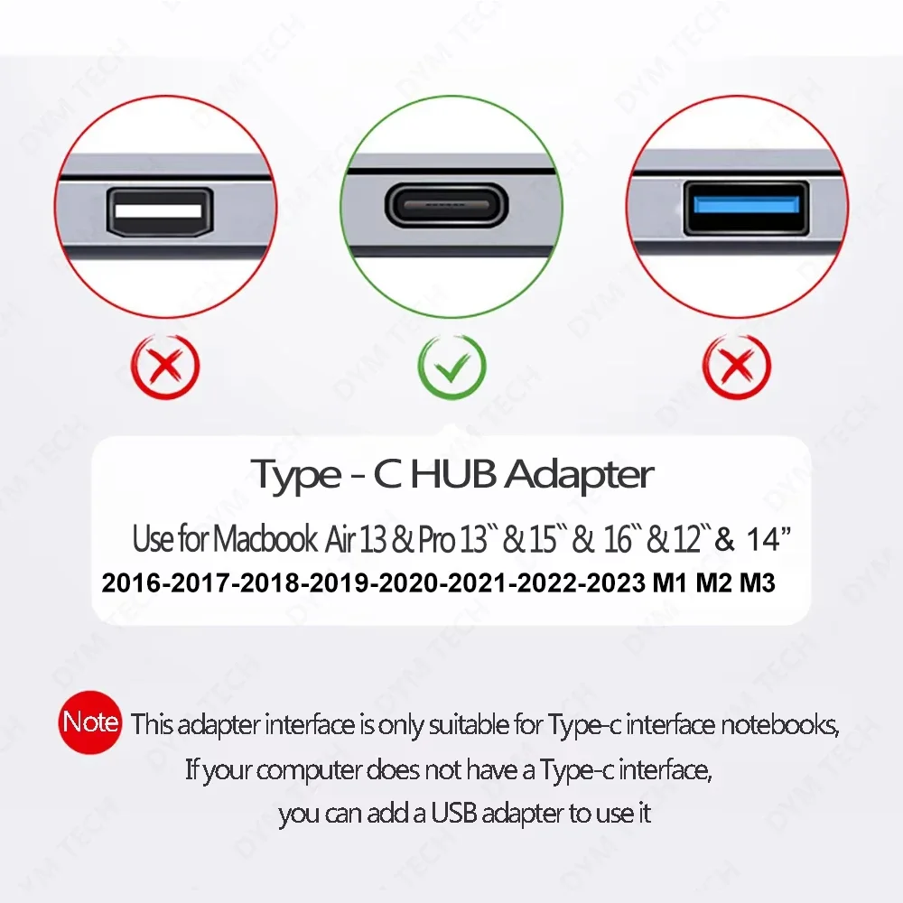 USB 3.1 Type-C Hub to HDMI Adapter 4K Thunderbolt 3 USB C Hub 3.0 TF SD Reader Slot PD For MacBook Air Pro M3 M2 M1 Chip