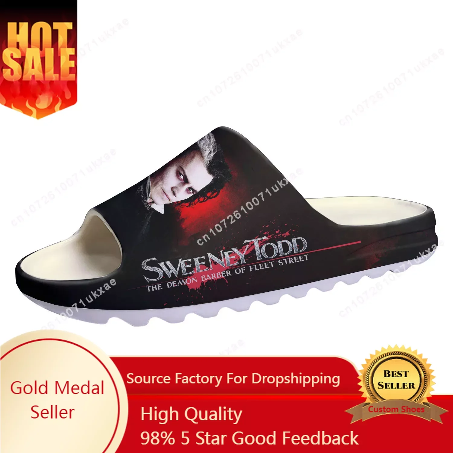 

Sweeney Todd Demon Barber Fleet Street Soft Sole Sllipers Home Clogs Step On Water Shoes Mens Womens Step in Custom Sandals