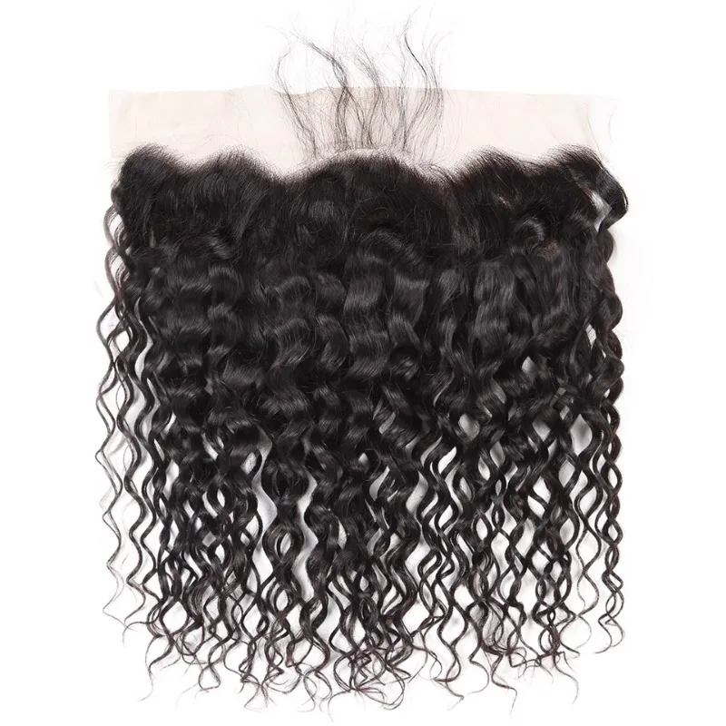 Water Wave 13x4 Lace Frontal Closure Human Hair Pre-Plucked Hairline Brazilian Virgin Hair For Women Soft and Silky Daily