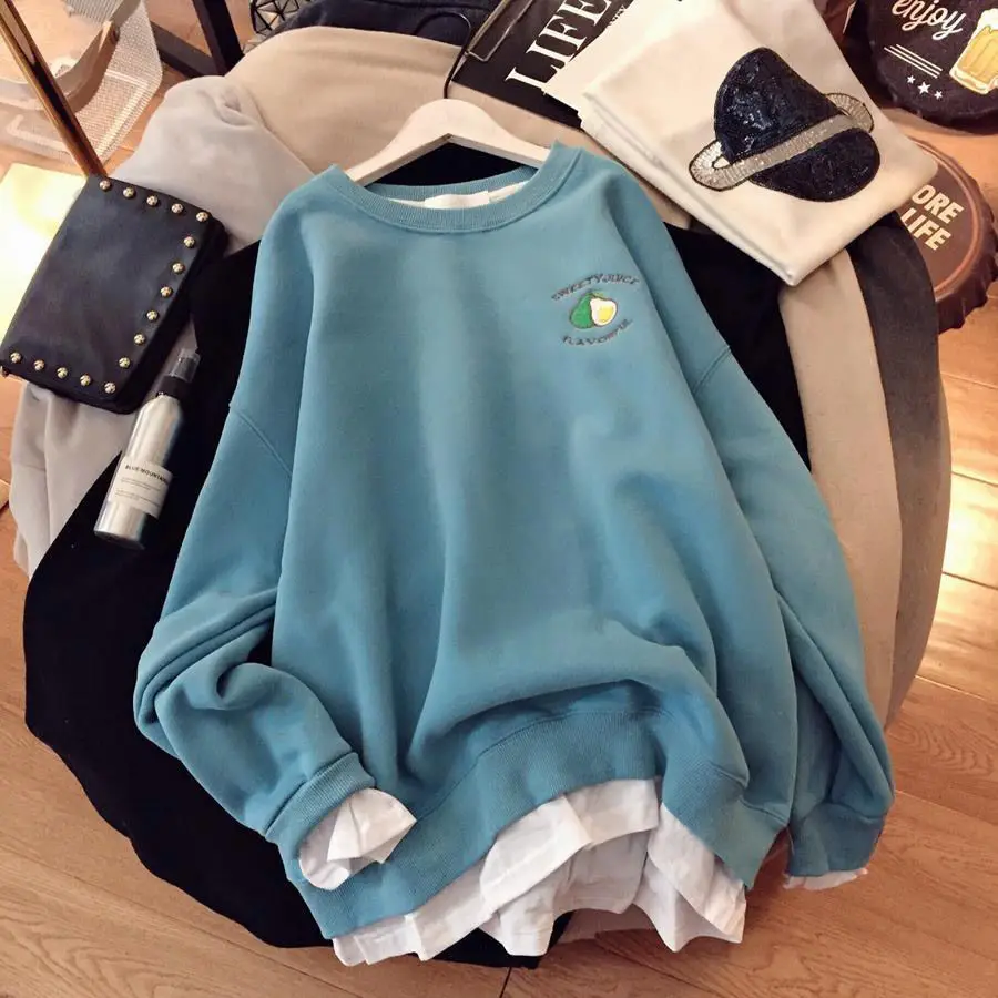 Warm Keeping Thickened Sweatshirrt Female Large Oversized Kawaii Clothing Pink Tops Autumn Winter Korean Style Hoodies for Women