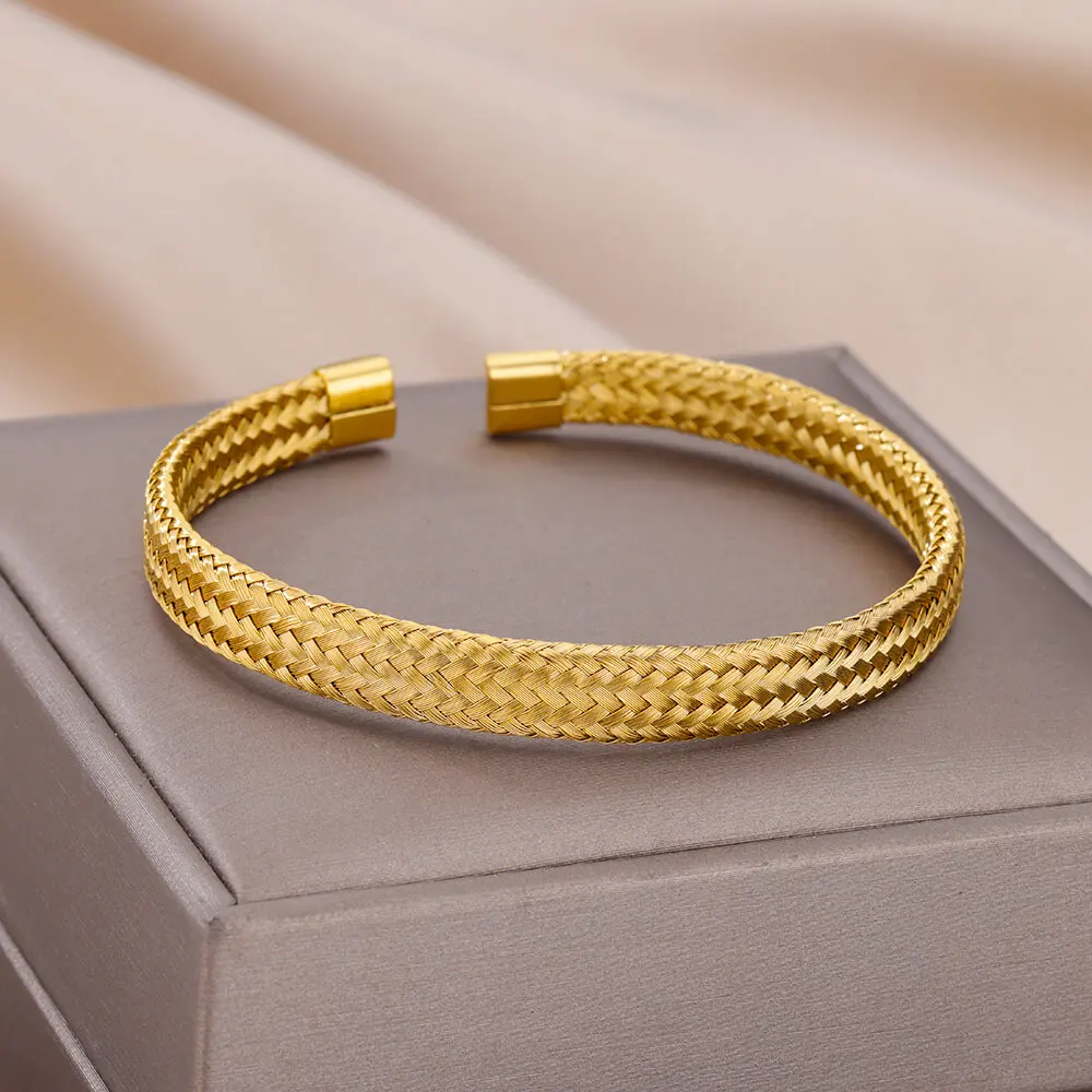 Bangle Bracelet Stainless Steel Bracelet Stainless Steel Bangle Bracelets for Women Men Gold Color Luxury Bracelet Femme New Trend Jewelry pulseras mujer bijoux