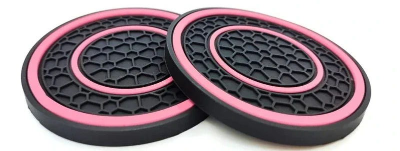Set of 2 Anti-Slip Car Console Coasters - 7cm Honeycomb Design