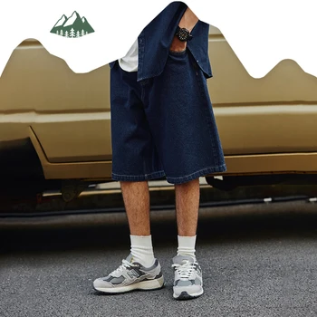 شورت جينز كلاسيكي من التضخم للرجال ، فضفاض ، مستقيم ، مغسول - Image 4