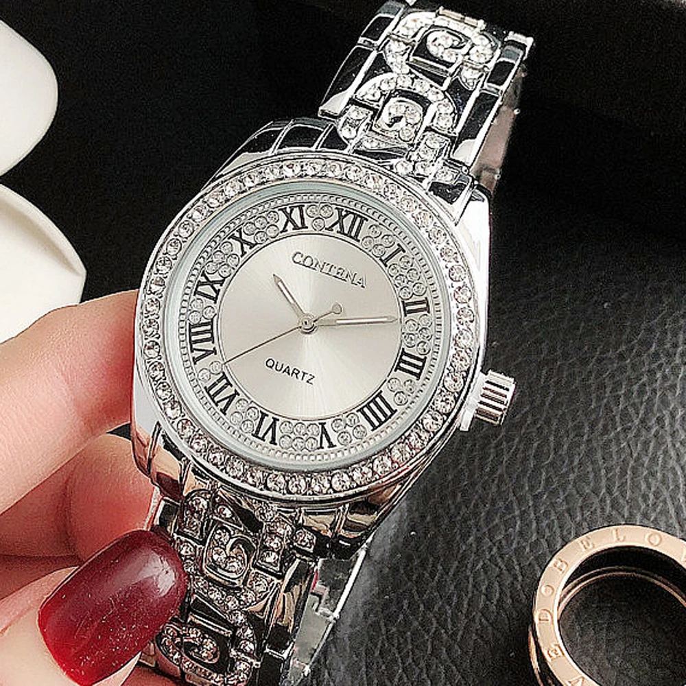 New Geneva Classic Ladies Watches Luxury Brand Stainless Steel Roman Numeral Display Watch For Women Reloj Mujer Feminino