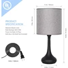 Bedside Nightstand Table Lamps, Modern Black Metal Base with Grey Linen Lampshade Desk Lamp, Small Lamp Set of 2 for Living Room 3