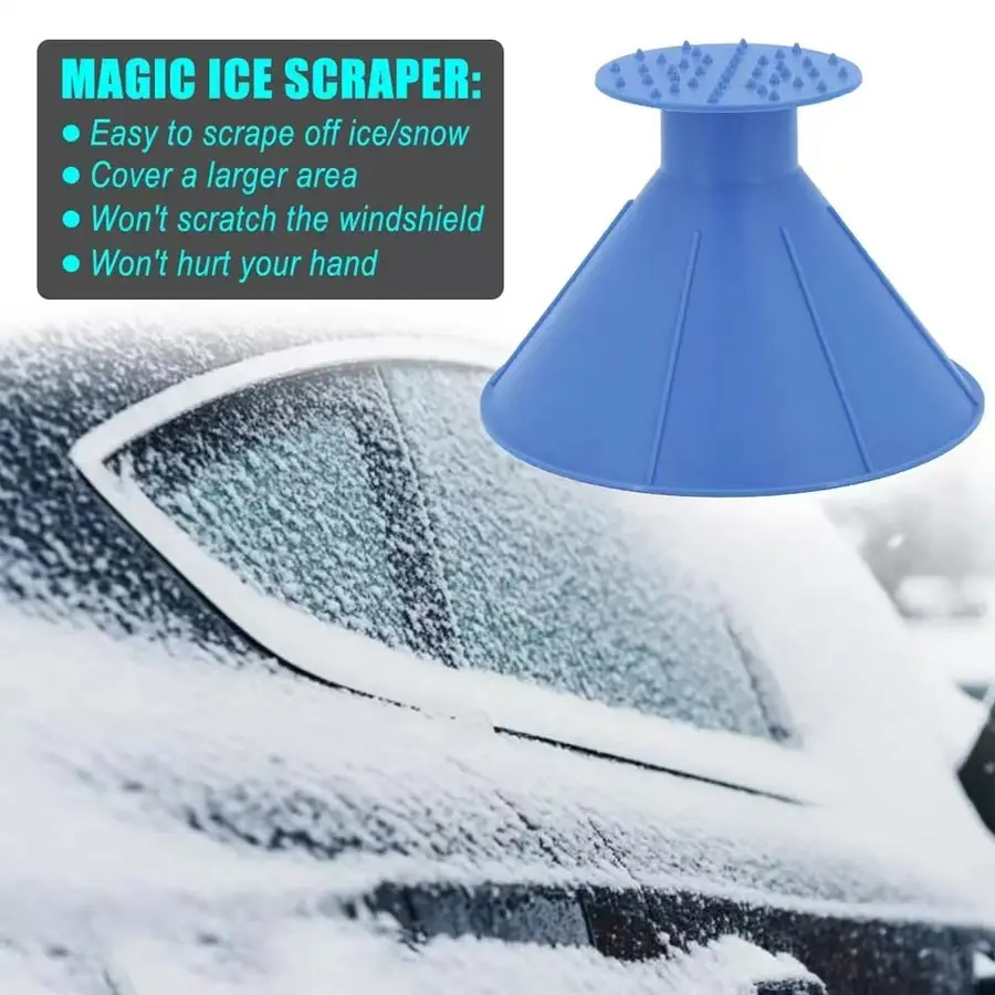 2pc Car windshield defroster snow bucket conical defrosting tool glass scraper large horn defroster