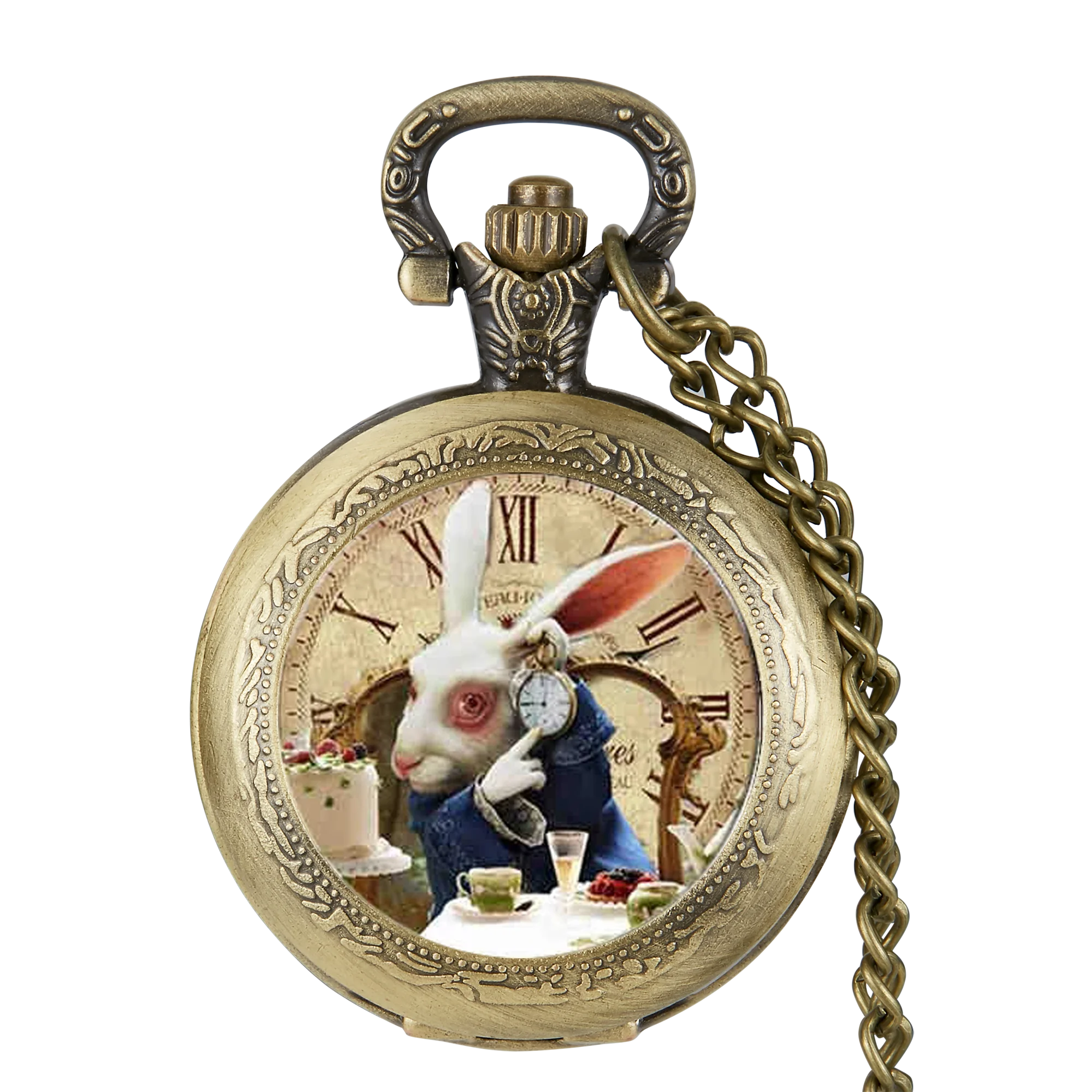 

Women's Leisure Quartz Pocket Watch Vintage Alice Theme Classic Mens Pendant With Chain Pocket&Fob Watches HB245