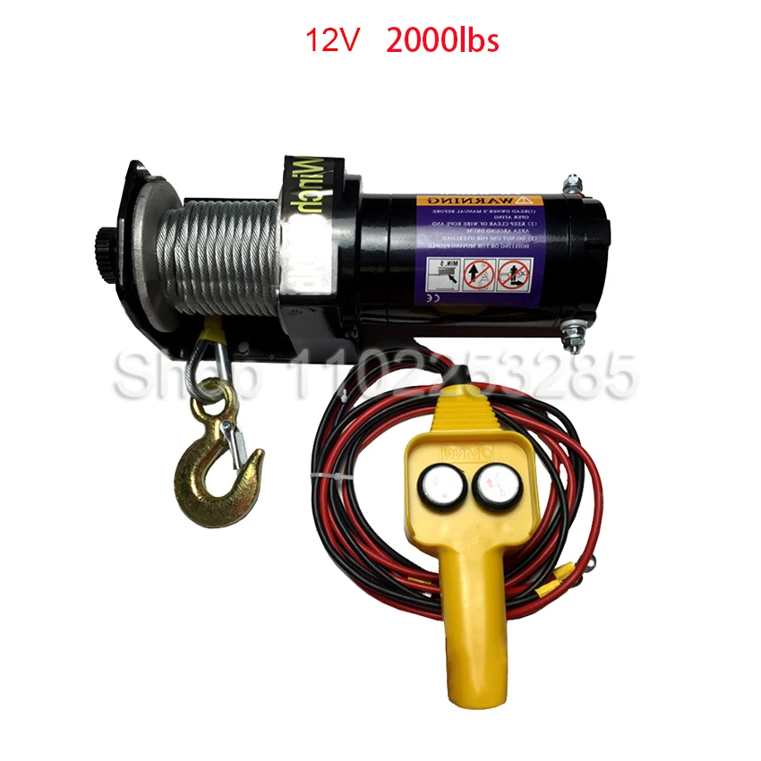 12V 24V 2000 Ibs Vehicle Self-rescue Off-road Winch 12V 24V Electric Winch For Vehicle Crane