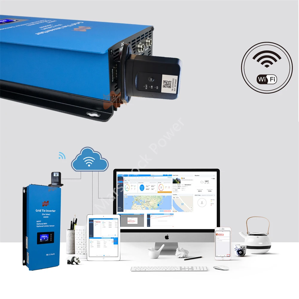 2000W 태양 광 인버터 3M 리미터 센서 45-90VDC MPPT 그리드 넥타이 Inversor 순수 사인파 230V 350W 400W 500W PV