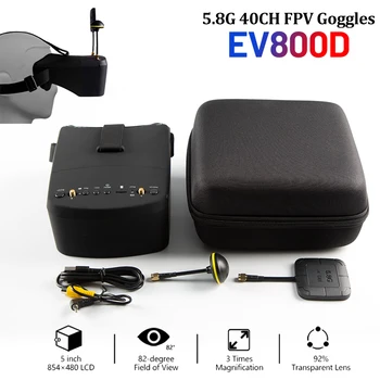 EV800D Occhiali da 5 pollici 800*480 FPV 5.8G 40CH Cuffie video HD DVR con batteria/doppia antenna per modello RC RC FPV Drone