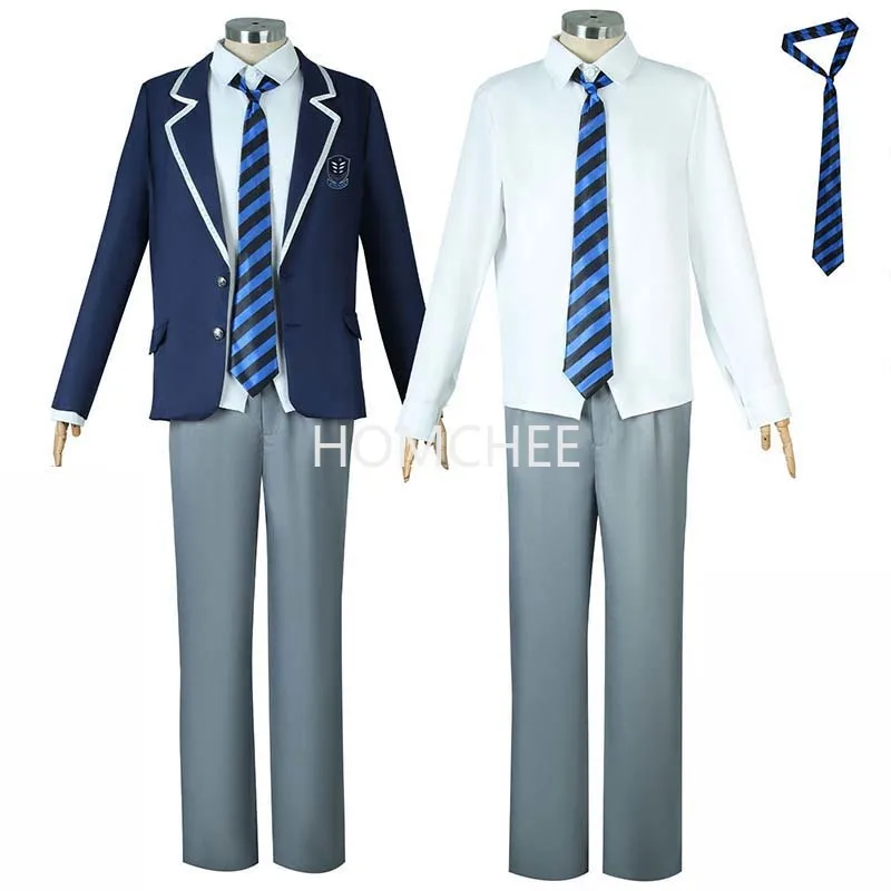 

Anime Blue Lock Isagi Yoichi Cosplay Costume Wig High School Uniform DK Embroidery Logo Suit Rose Net Party Dress Up Gift