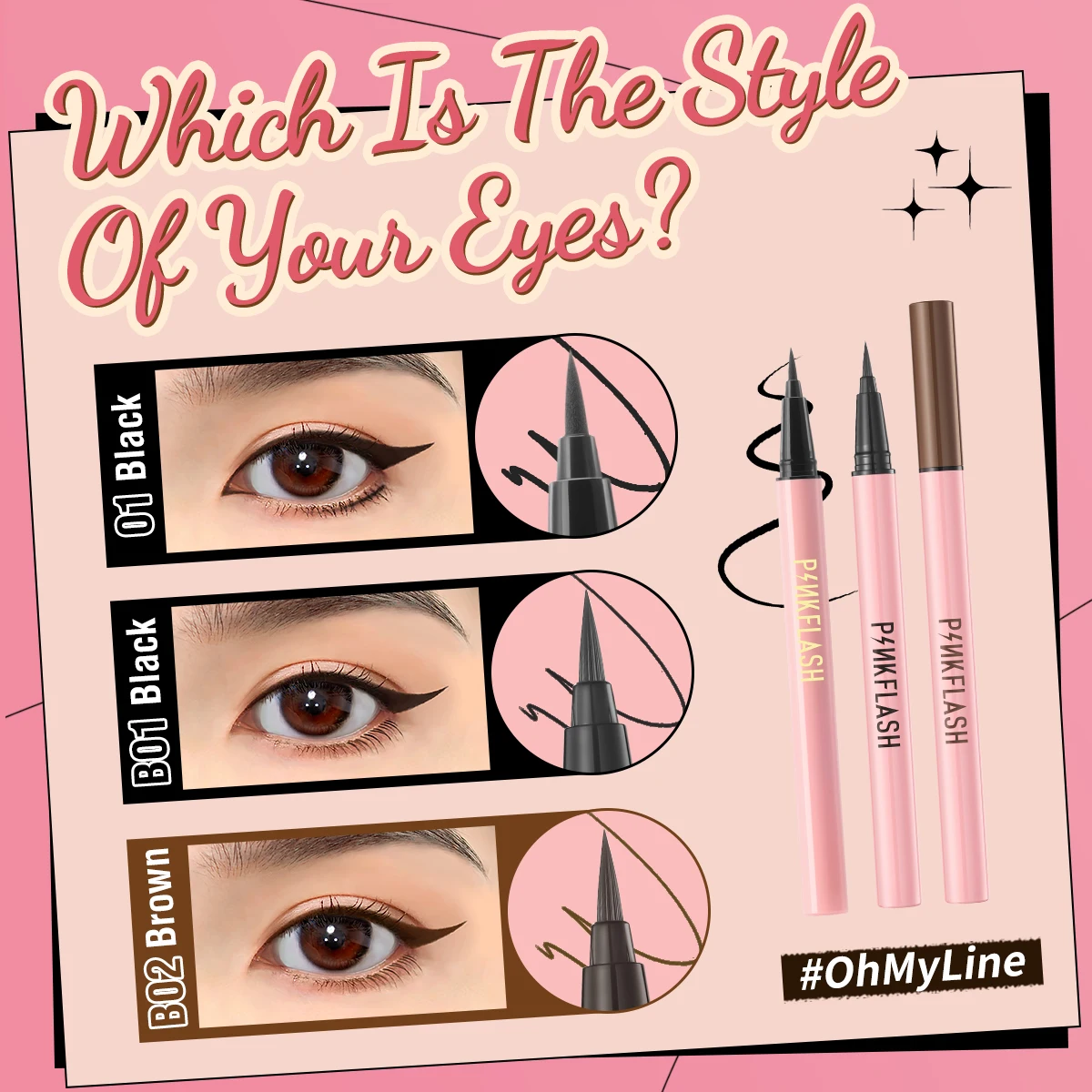 Pinkflash Waterdichte Zwarte Vloeibare Eyeliner Zweetbestendige Sneldrogende, Langdurige Matte Vloeibare Eyeliner Pen Make-Up Ogen Cosmetica