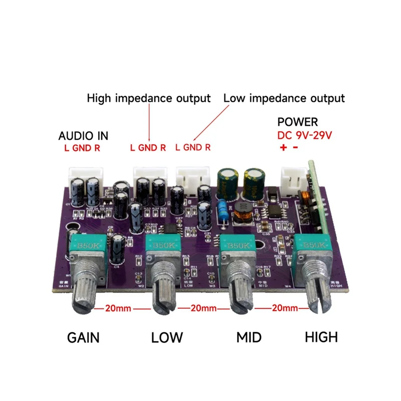 A75T DC 9-29V 오디오 믹서 프리 앰프 보드 게인 프런트 엔드 튜닝 증폭 보드 HIFI 스피커 앰프 보드