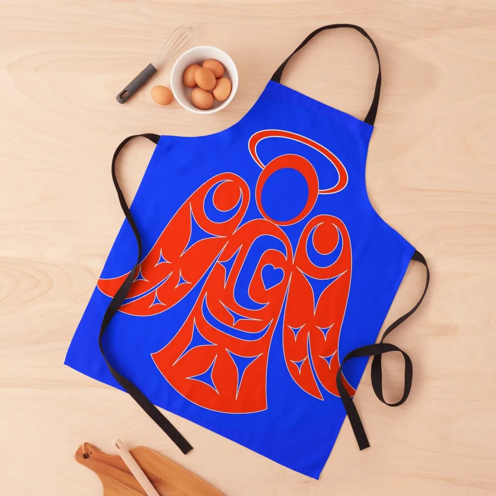 

Angel - Blue/Red Apron Household Items Useful Men'S Kitchen Apron Women'S Kitchen Apron