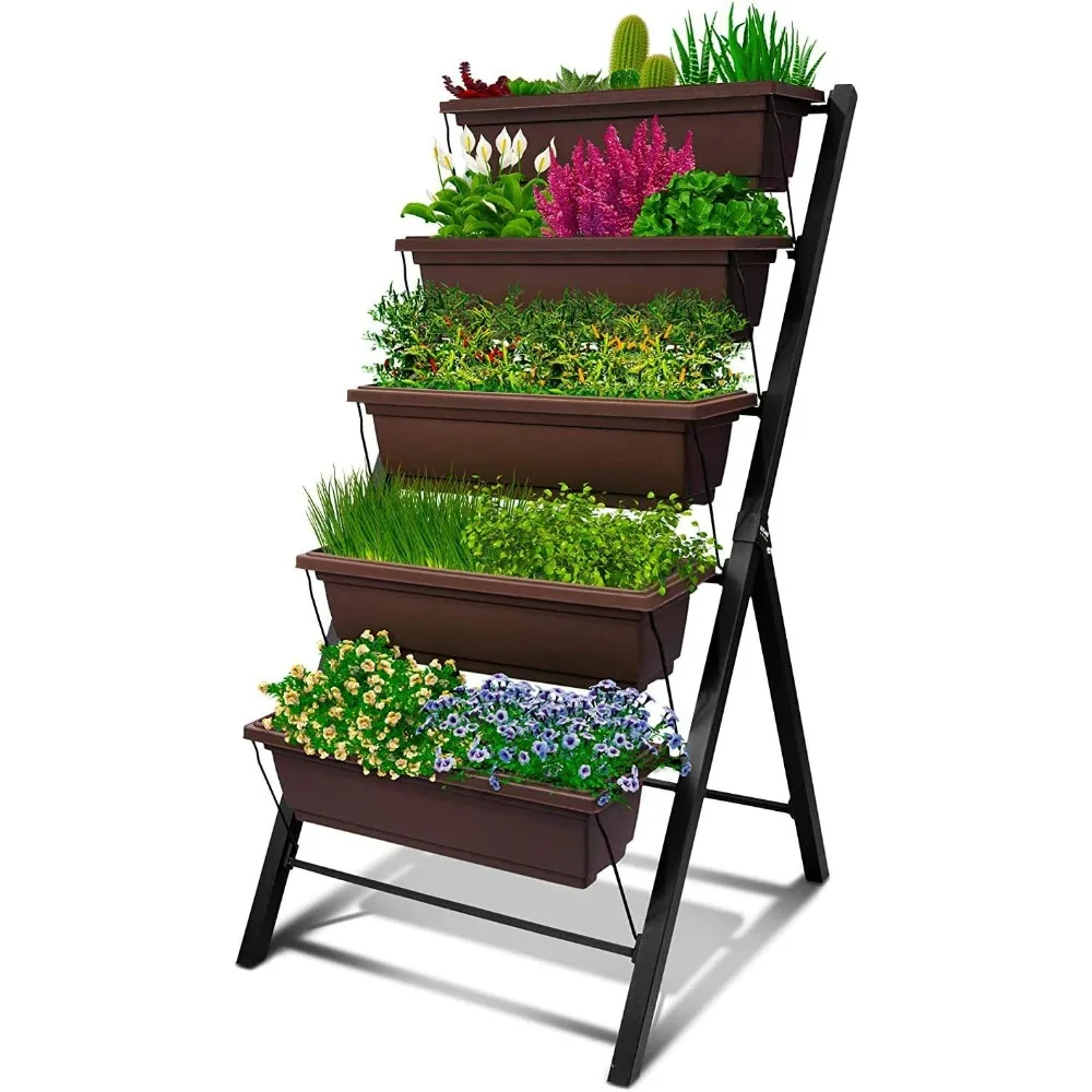 

4Ft Vertical Raised Garden Bed - 5 Tier Food Safe Planter Box for Outdoor and Indoor Gardening Perfect to Grow Greenhouse Garden