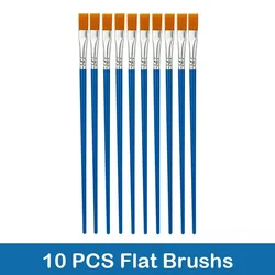 Premium Paint Brushes Set - Ideal for Acrylic, Watercolor, and Oil Painting - Includes Flat, Round, and Pointed Brushes - Perfect Art Supplies for Creative Projects (10/20/50 PCS) (10 PCS Flat Brushs)