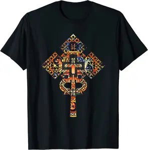 Ethiopian Christian Art Christ In Glory Ethiopian Cross Men T-Shirt Short Sleeve Casual Cotton O-Neck Summer Shirt