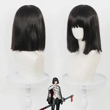 Parrucca cosplay nera resistente al calore in capelli sintetici per Halloween, carnevale, feste, per donne e uomini, ispirata al gioco anime Limbus Company Ryoshu.