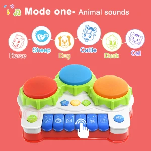 clavier électronique à tambour à trois côtés pour enfants, commutable en 4 modes