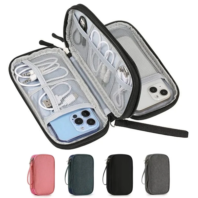 Bolsa organizadora de electrónica, bolsa de transporte impermeable, bolsas de viaje, gestión de cables de carga USB universales, bolsa de almacenamiento, accesorios