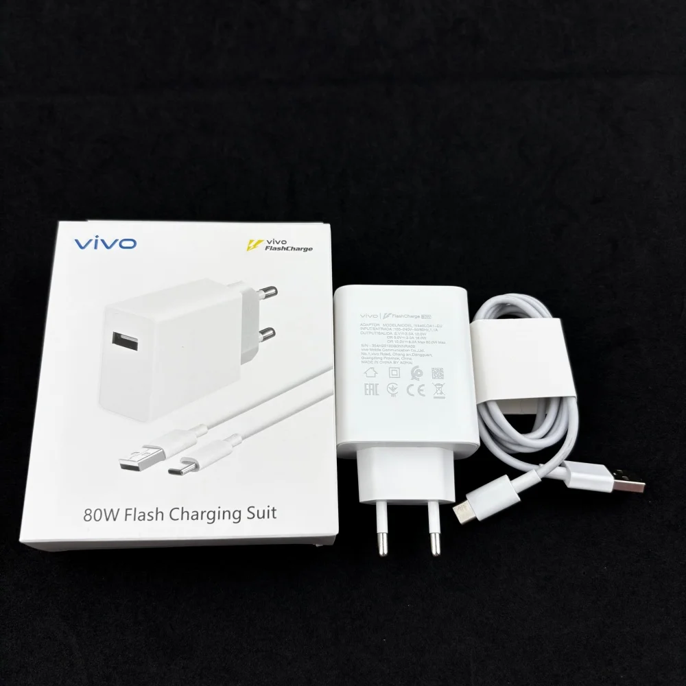 Kit de Carga Rápida de 80W para VIVO IQOO X80 Pro X90 X100 X200 X300 Ultra S15 S18 S19, Cable Tipo C de 6A, Adaptador de Carga Súper Rápida