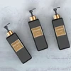 500ml/16.9oz Shampoo Dispenser Press Pump Bottle with Gold Waterproof Labels Bathroom Shampoo Conditioner Body Wash Bottles 6