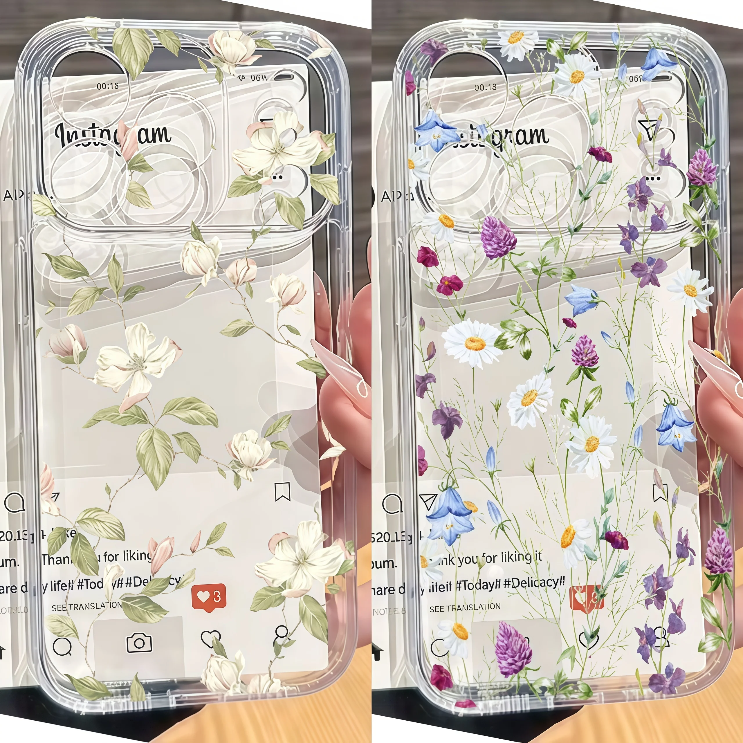 Trendy Leaves Flower Clear TPU Phone Case