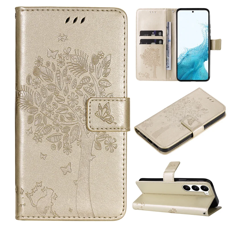 Niedliche Flip-Leder-Handyhülle für Samsung Galaxy S23 S21 FE S22 Plus Ultra magnetische Brieftasche Rückseite mit Kartensteckplatz_voghion.com