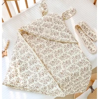 Cotton Baby Swaddles Blankets with Animals Ears Designs Breathable Infant Wrap Newborns Baby Swaddles Blanket Gentle
