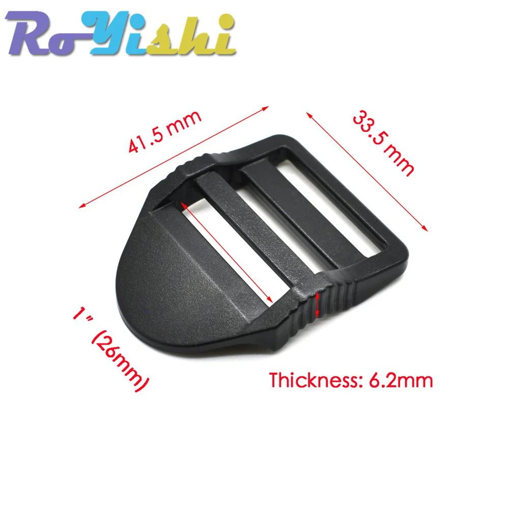 5 Stück/Packung Leiterschloss-Schieber, Kunststoffschnallen, Rucksackgurte, Webbin 20 mm, 26 mm, 31 mm, 38 mm, Schwarz – Detail 4