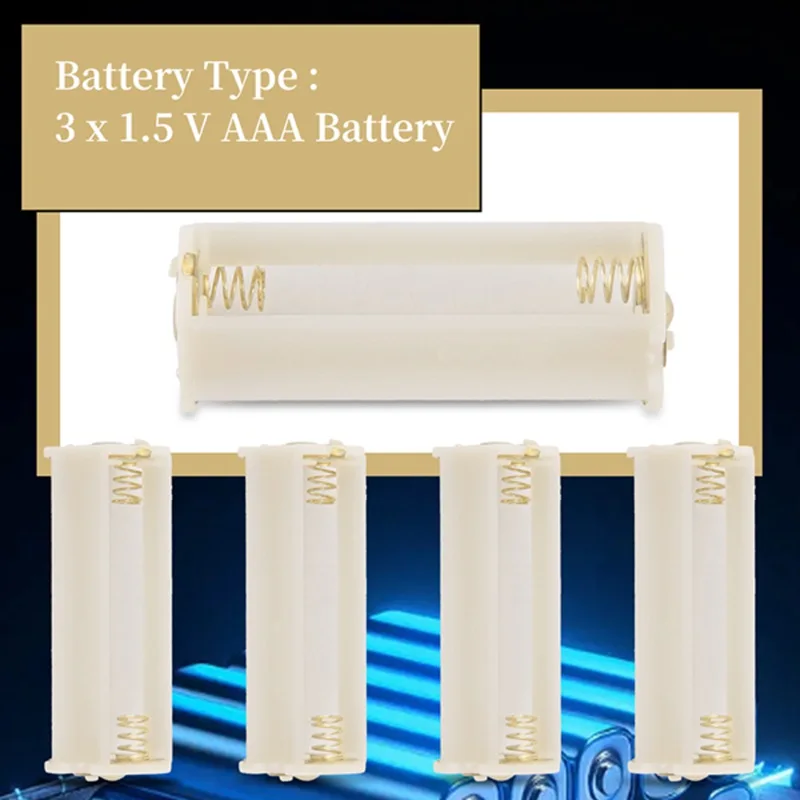 【구매자의 선호도】5개 라운드 3x 1.5V AAA 배터리 홀더 케이스 박스 컨테이너 화이트