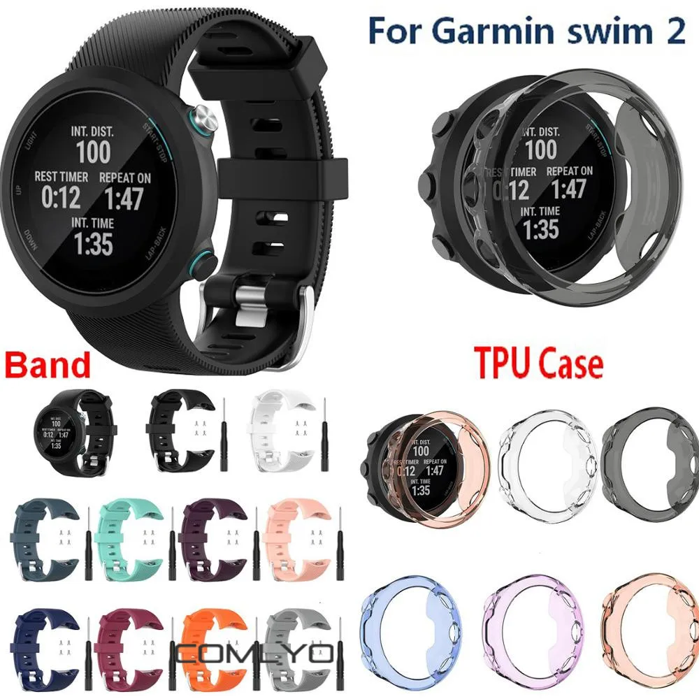 Silicone Smart Bracelet Strap For Garmin swim 2 Watch Protective Case Cover for swim2 Band Wristband Accessories | Электроника